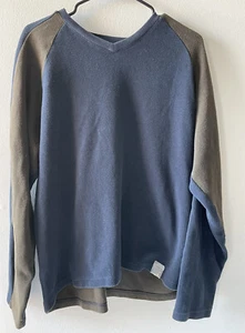 Vintage 90's Men's Structure Sweater XL Blue w/ Brown Striped Sleeve Made USA - Picture 1 of 5