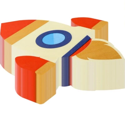 Space Party Spaceship Rocket  Cut Out Luncheon Napkins 50 Ct. 9" Yellow Blue - Image 1 of 4