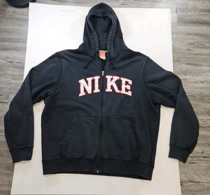Vintage Nike y2k Full Zip Hoodie Big Embroidered Logo Size XL Spellout Hooded - Picture 1 of 4
