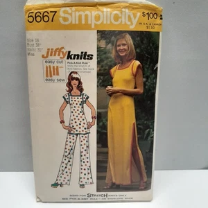 Vestido Top Pantalones 1973 Simplicity Cut Pattern 5667 Jiffy Tejido Talla 16 Busto 38 - Imagen 1 de 2