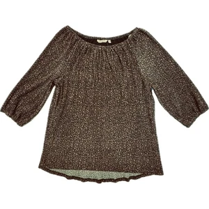 Soft Surroundings Carmella Leopard Metallic Micro Pleat Top Damen M schwarz braun - Bild 1 von 11