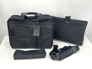 TUMI Alpha Expandable Laptop Briefcase Organizer Black Ballistic Nylon Zip Pouch - Picture 1 of 24