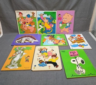 Lote de 9 rompecabezas con marco de madera vintage Playskool Foto 1 de 4