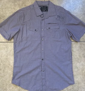 Marc Ecko Cut & Sew Short Sleeve Burgundy Button Down Shirt Large FAST SHIPPING - Picture 1 of 4