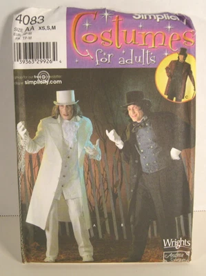 Simplicity 4083 Scrooge/Willie Wonka/Steampunk  Costume Pattern Men's XS-M Uncut - Image 1 of 2