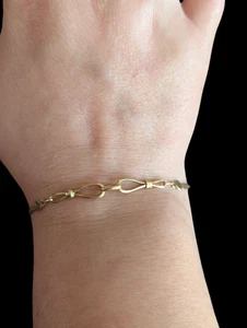 Bracciale in oro massiccio 14 kt con anello congiunto catena serpente piatta 7,5"  - Foto 1 di 12