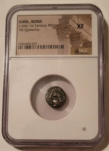 Antica Gallia - Eduio c metà I secolo a.C. AR Quinario XF NGC - Foto 1 di 4