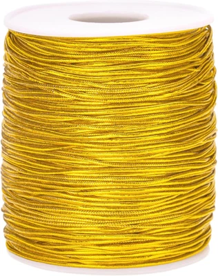 Cordón elástico 110 yardas dorado 1 mm cuerda elástica dorada oropel metálico cordón elástico  Foto 1 de 4