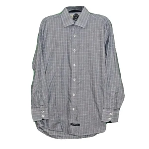 English Laundry, dress shirt, blue plaid, English collar, cotton, 15 1.2, 32/33 - Picture 1 of 5