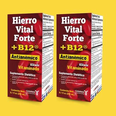 Hierro Vital Forte con B12 - Suplemento de hierro - 8,1 fl oz (paquete de 2) Foto 1 de 4