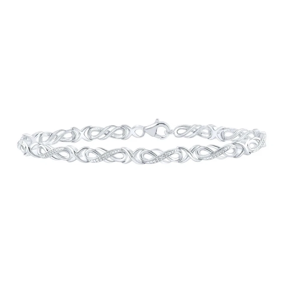 Regalo para mujer pulsera infinita de diamantes reales de plata esterlina 1/6 Cttw 7,5 pulgadas Foto 1 de 1