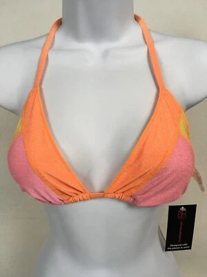 Top de bikini No Boundaries para mujer talla L bloque de color triángulo naranja rosa nuevo con etiqueta Foto 1 de 4