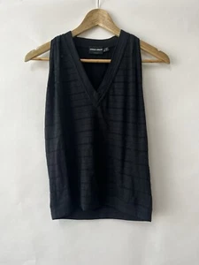 Women’s Giorgio Armani Black Vest Top, Linen Mix, IT Size 46 runs small - Picture 1 of 9