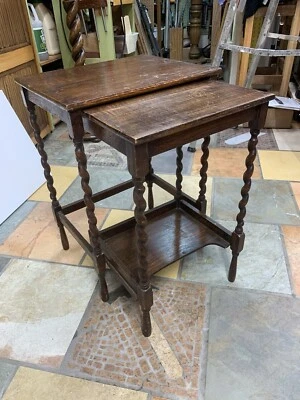 Antique Nest Of Single Barley Twist Tables Minus 1 - Image 1 of 4