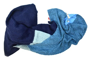 Anthropologie Colorblock Stripe Scarf Wool Blend Blue Motif Adult OS 44" x 25" - Picture 1 of 5