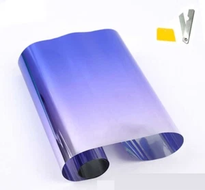 Bande Solaire pour Pare-Brise Film Teinté Bleu Violet Transparent 20cm x 150cm - Afbeelding 1 van 4
