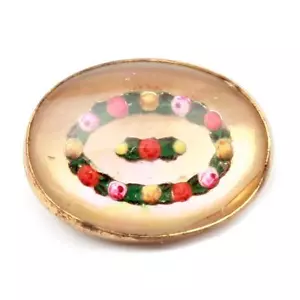 Czech Victorian antique intaglio floral glass iridescent button 29mm - Picture 1 of 3