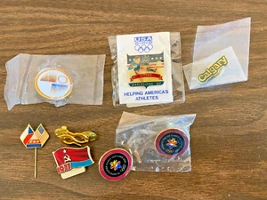 Mixed Lot x8 Vintage Olympic Pinbacks Pin Lot Most Sealed All New Various Years - Picture 1 of 3