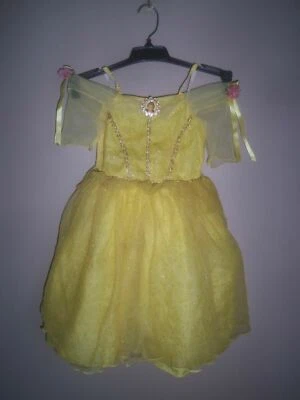DISNEY STORE BEAUTY BEAST BELLE YELLOW GLITTER HALOWEEN COSTUME DRESS UP XXS 2 3 - Image 1 of 4