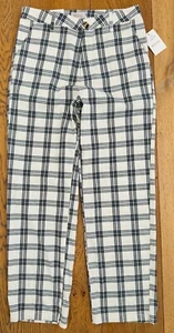 BRIXTON Women’s 27 X 27 VICTORY PANTS Wide Leg Checkered Off White New - Picture 1 of 12