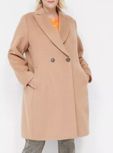 NEU LANE BRYANT ZWEIREIHIGER WOLLIMITATMANTEL HONIGGLASUR GRÖSSE 28 - Bild 1 von 9