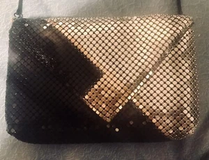 Vintage Clutch schwarz gold und silber Metallgeflecht - Bild 1 von 5