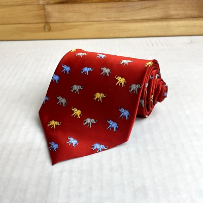 COMO HOUSE 意大利男式 100% 真丝领带豪华经典领带大象 58 英寸 x 3.75 — 第 1/4 张图片