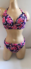 CHAINSTORE PURPLE PINK FLORAL NON WIRED MOULDED BIKINI SET TOP 14 BRIEFS 12