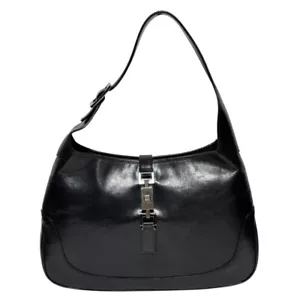 Authentic GUCCI Vintage Jackie Shoulder Hand Bag Leather Black from Japan USED - Picture 1 of 8