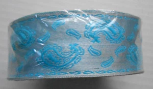 Omega Jacquard Woven Blue Turquoise PAISLEY Ribbon Sewing Craft Trim 15 Yards - Picture 1 of 4