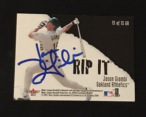 JASON GIAMBI 2001 FLEER PREMIUM SIGNED AUTOGRAPHED CARD #15 OAKLAND A’S