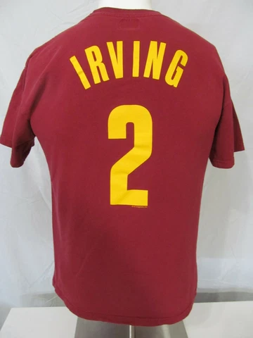KYRIE IRVING Used 2011-17 Majestic Cleveland Cavaliers Screened T-Shirt Jersey M Cover