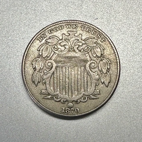 1870  SHIELD NICKEL    NICE DETAIL  SEMI KEY DATE  #2902 Cover
