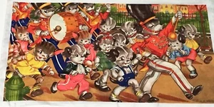 Kittens & Puppies Fabric Ruth Newton Children's Book Repro Cat Dog Parade Miller - Picture 1 of 5