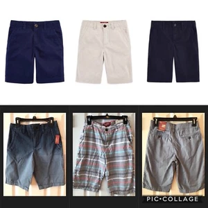 NWT Arizona Boys Chino Khaki Shorts Stone Navy Black City Stripe 6 7 10 16 20 - Picture 1 of 17