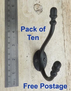 PACK OF 10 CAST IRON ACORN STYLE HAT & COAT HOOK ANTIQUE BLACK 5" / 125mm - Picture 1 of 2