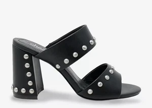 CHARLES BY CHARLES DAVID ROARING Studded Block Heel Black Sandals Size 6.5 M NEW - Picture 1 of 6
