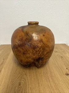 "Florero grande de mediados de siglo vintage de madera de burlón con borde vivo torneado a mano de 10"" de alto" - Imagen 1 de 5