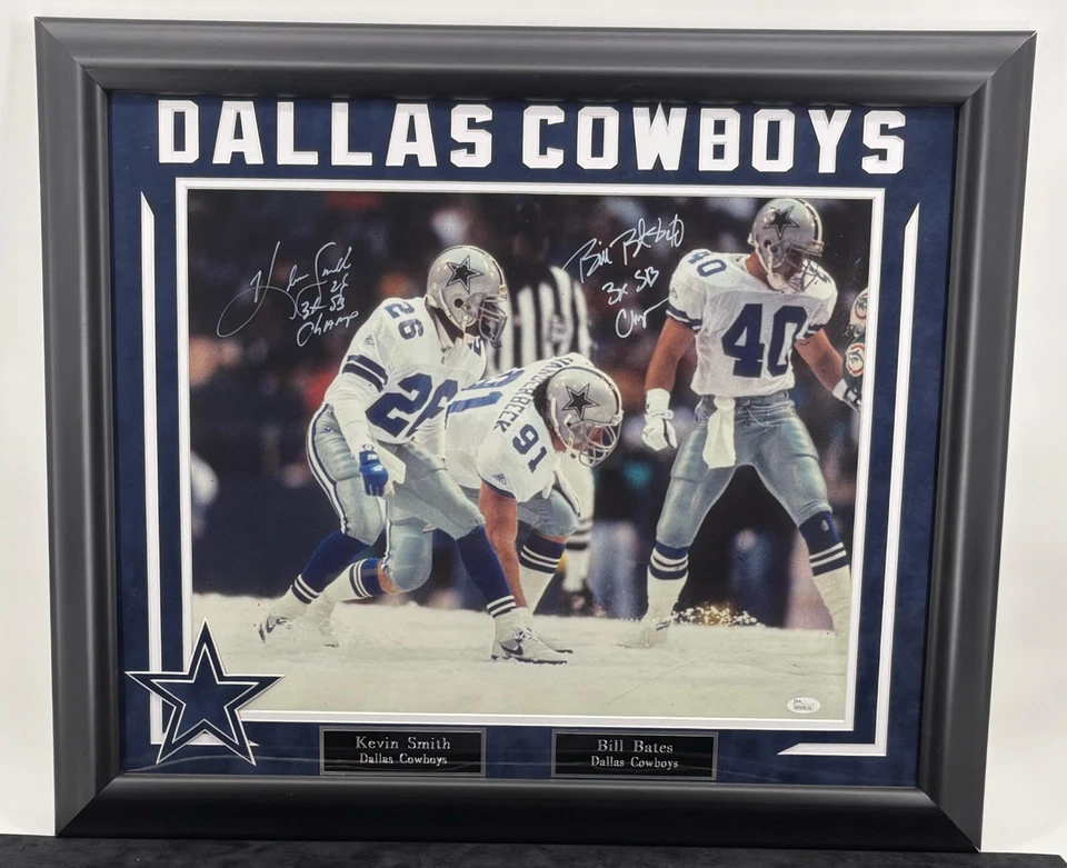 比尔·贝茨/凯文·史密斯达拉斯牛仔签名带框 20x16 照片 — 第 1/1 张图片