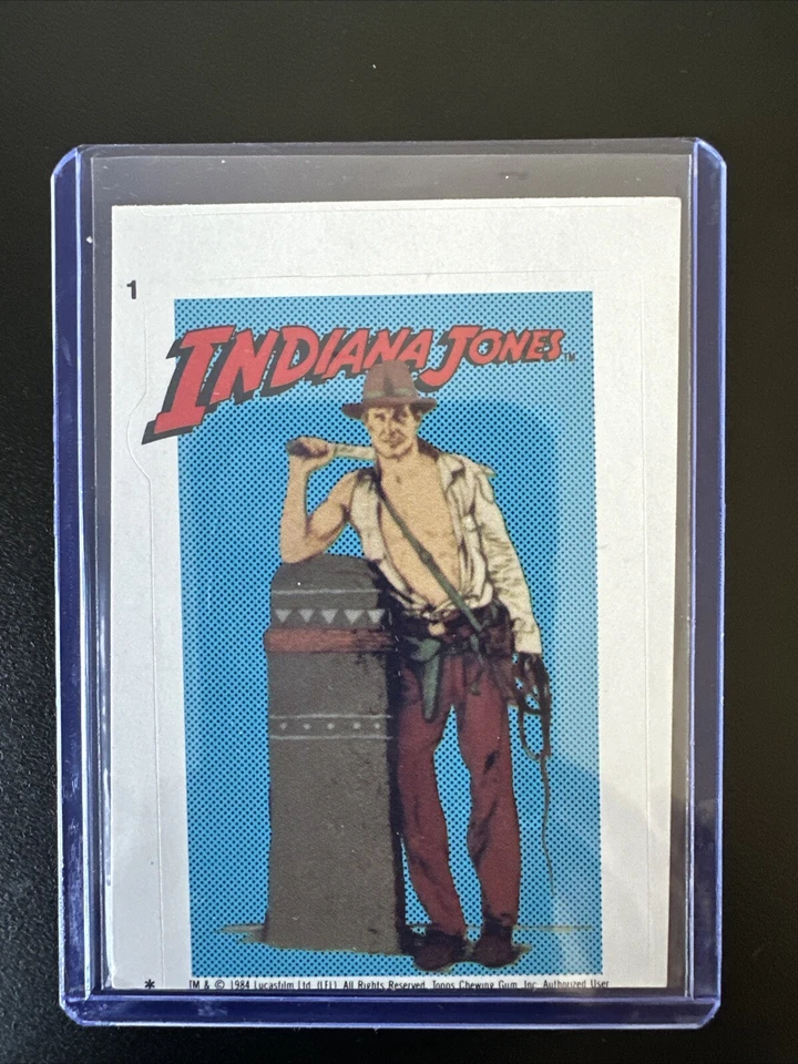 Indiana Jones 1984 Temple of Doom Topps Sticker Card #1 - INDIANA JONES! - Image 1 of 1