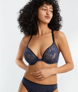 b.tempt’d 958268 SHADOW SCENE FRONT CLOSE PUSH-UP BRA IN MOOD INDIGO SIZE 34A - Picture 1 of 4