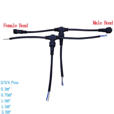 IP68 3 Way Outdoor Waterproof Electrical Cable Connector With Male Female Wire - Image 1 of 4
