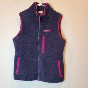 Columbia Mountain Side Heavyweight Fleece Vest Blue Sherpa Womens Large Fuzzy - Picture 1 of 7