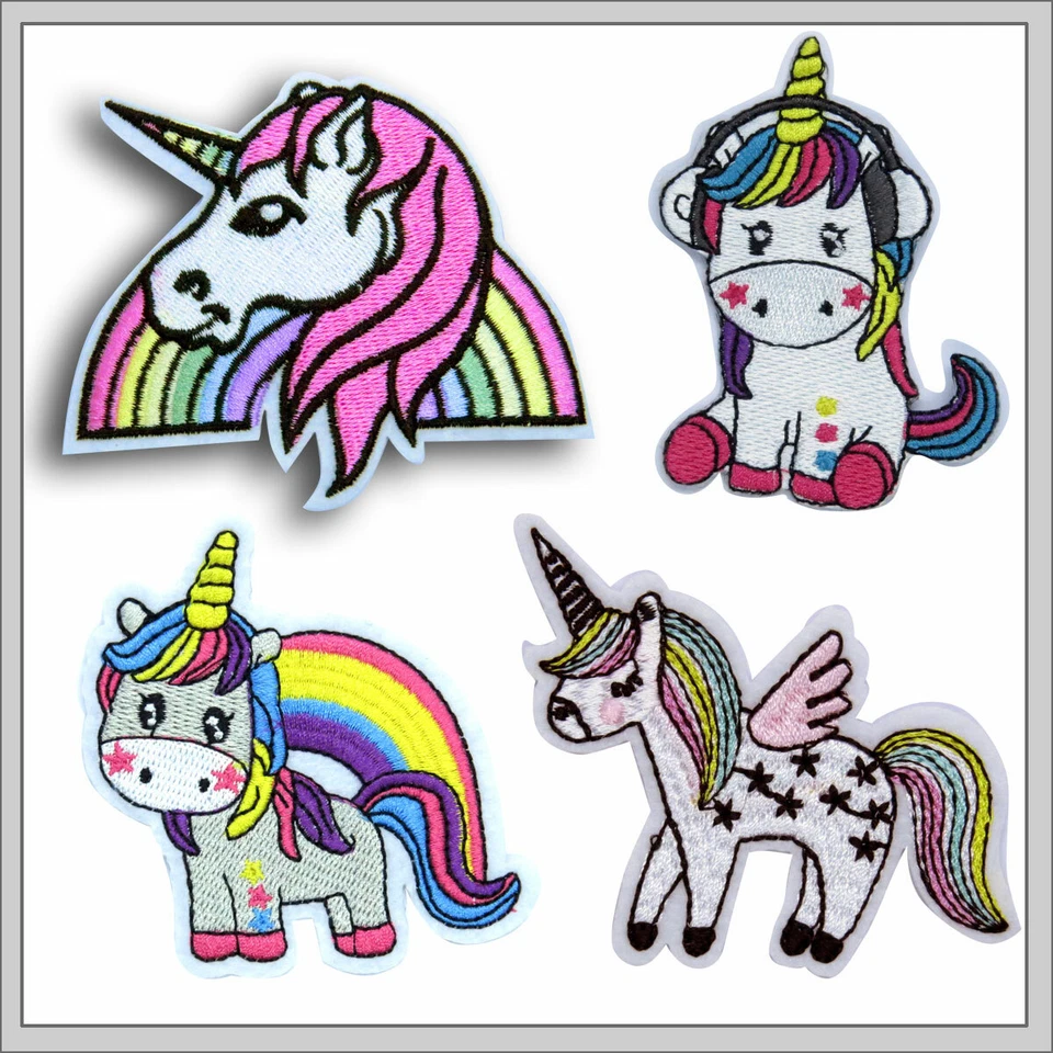 Applikation Einhorn zum Aufbügeln gestickt Patch 70-80 mm Bügelpatch Tiere Kind - Bild 1 von 1