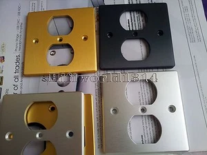 1x US AC Power Duple Receptacles Wall Outlet Plate Aluminum Panel 8.5x8.5cm  - Picture 1 of 5