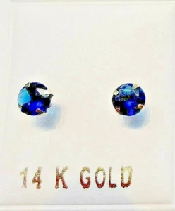New 14k Gold Birthstone Lab Created for Sept 1/2 ct Stud Earrings - Picture 1 of 2