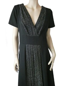 Vintage 1960s/1970s BERKERTEX long black maxi dress lurex panel UK14/16VGC - Picture 1 of 9