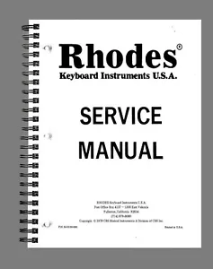 FENDER RHODES PIANO SERVICE MANUAL TALLER REPAIR BOOK ON PAPER ENGLISH - Picture 1 of 3