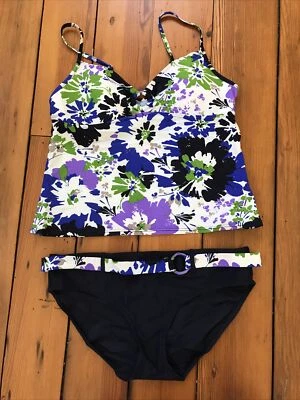 Traje de baño Tankini Baltex azul púrpura azul marino floral de dos piezas 12 Foto 1 de 4