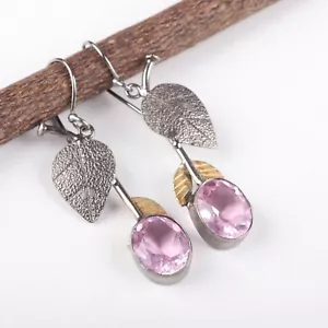 Morganite Gemstone 925 Sterling Silver Earring Handmade jewelry Earring Gift - Picture 1 of 3